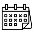 Marked calendar dates icon, outline style