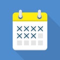 Marked calendar icon, flat style