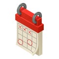 Marked calendar icon, isometric style