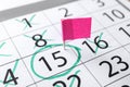 Marked date on calendar, closeup. Deadline concept Royalty Free Stock Photo