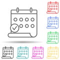 marked date in calendar multi color style icon. Simple thin line, outline vector of interview icons for ui and ux, website or Royalty Free Stock Photo