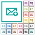 Marked mail flat color icons with quadrant frames