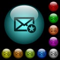 Marked mail icons in color illuminated glass buttons