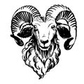 Marker hand-drawn farm animals: ram (sheep). Royalty Free Stock Photo