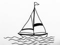 Marker hand Drawn illustration. Sailboat illustration on white background.