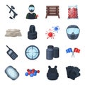 Marker for paintball, equipment, balls and other accessories for the game. Paintball single icon in cartoon style vector