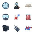 Marker for paintball, equipment, balls and other accessories for the game. Paintball single icon in cartoon style vector