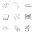 Marker for paintball, equipment, balls and other accessories for the game. Paintball single icon in outline style vector