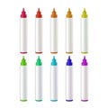 Marker Pens Stationery Accessories Set isolated illustration
