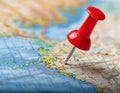 Marker pointing to a specific location on a map, representing geographic positioning and site identification