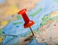 Marker pointing to a specific location on a map, representing geographic positioning and site identification
