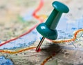 Marker pointing to a specific location on a map, representing geographic positioning and site identification