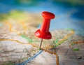 Marker pointing to a specific location on a map, representing geographic positioning and site identification