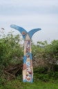 Marker on the Thames Cycle Path near Woolwich