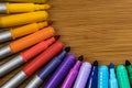 Markers Alternating between Tips and Caps in a quarter circle de Royalty Free Stock Photo