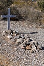 Markers and graves covered with rocks at boothill