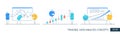 Market analysis, forex trading illustrations set in thin line style. Financial data dashboard abstract linear vector