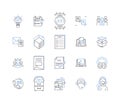 Market analysis line icons collection. Demographics, Competitors, Trends, Insights, Strategy, Segmentation