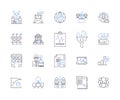 Market analysis outline icons collection. Market, Analysis, Research, Study, Trends, Strategy, Data vector and Royalty Free Stock Photo