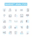 Market analysis vector line icons set. Market, Analysis, Trends, Research, Consumers, Share, Investing illustration