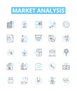 Market analysis vector line icons set. Market, Analysis, Trends, Research, Consumers, Share, Investing illustration