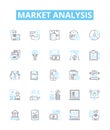 Market analysis vector line icons set. Market, Analysis, Trends, Research, Consumers, Share, Investing illustration