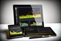 Market Analyze Chart on laptop, tablet pc and phone generative a Royalty Free Stock Photo