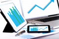Market analyze chart on laptop tablet Royalty Free Stock Photo