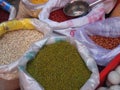 Market, Bags of Beans and Grains