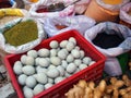 Market, Bags of Beans, Grains, Eggs and Ginger Royalty Free Stock Photo