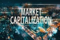 Market Capitalization with aerial view of Tokyo