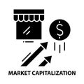 market capitalization symbol icon, black vector sign with editable strokes, concept illustration