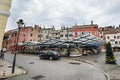 Market in city center of ancient beautiful Rovinj town in Croatia Royalty Free Stock Photo