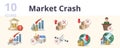 Market crash set. Creative icons: financial crisis, export ban, import ban, impeachment, logistic crisis, embargo, air