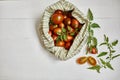 Market delivary of brown tomatoes in eco textile bag, Zero waste