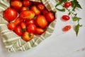 Market delivary of red tomatoes in eco textile bag, Zero waste