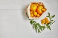 Market delivary of yellow tomatoes in eco textile bag, Zero waste