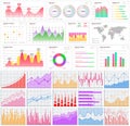 Market diagrams. Graphic information visualization and analysis. Statistical indicators and data