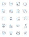 Market evolution linear icons set. Transformation, Progress, Adaptation, Development, Growth, Change, Revolution line
