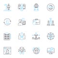 Market evolution linear icons set. Transformation, Progress, Adaptation, Development, Growth, Change, Revolution line