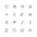 Market exploration line icons collection. analysis, competition, demographics, emerging, evaluation, exploration, focus