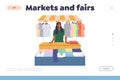 Market and fairs landing page online service offering trendy outfit and second hand clothing