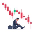 Market finance fall. Financial graph down. Vector flat. Royalty Free Stock Photo