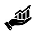 Market forecast icon in black. Growth symbol.