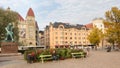 Market in front of the central station of Helsinki Finland