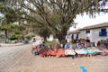 Market in front of the Church of Saint Peter the Apostle, Andahuaylillas, Cusco, Peru Royalty Free Stock Photo