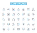 market goods linear icons set. Products, Sales, Consumption, Retail, Merchandise, Supply, Demand line vector and concept