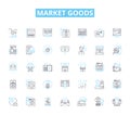 market goods linear icons set. Products, Sales, Consumption, Retail, Merchandise, Supply, Demand line vector and concept