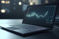 market graph laptop with Analytical Data and Big Data Technology Background, AI Generative