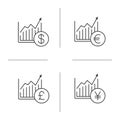 Market growth charts linear icons set Royalty Free Stock Photo